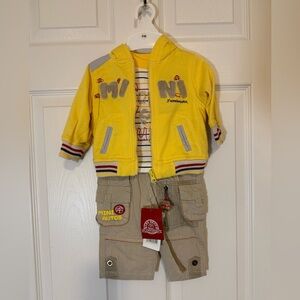 4/$20 Les Deux Capitaines 3 piece boys cars outfit- size 6 months